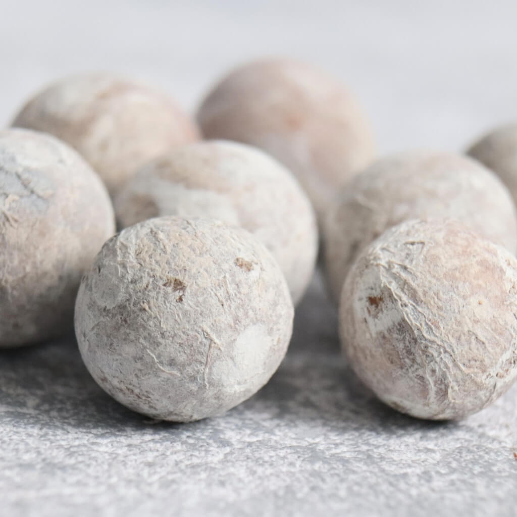 Sušený ořech (fruit ball) v bílé barvě – přírodní dekorace do váz, věnců a aranžmá